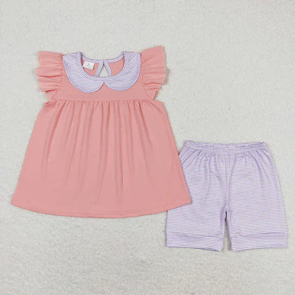 Flutter Sleeve Ruffle Tunic Shorts 2pc Set
