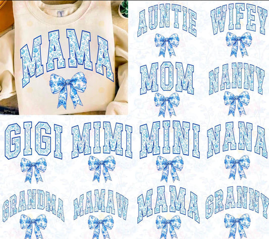 Blue Floral Mother Names