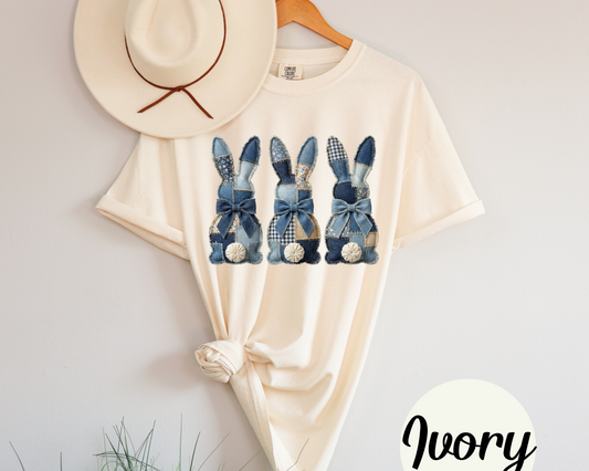 Blue Patchwork Trio Bunny