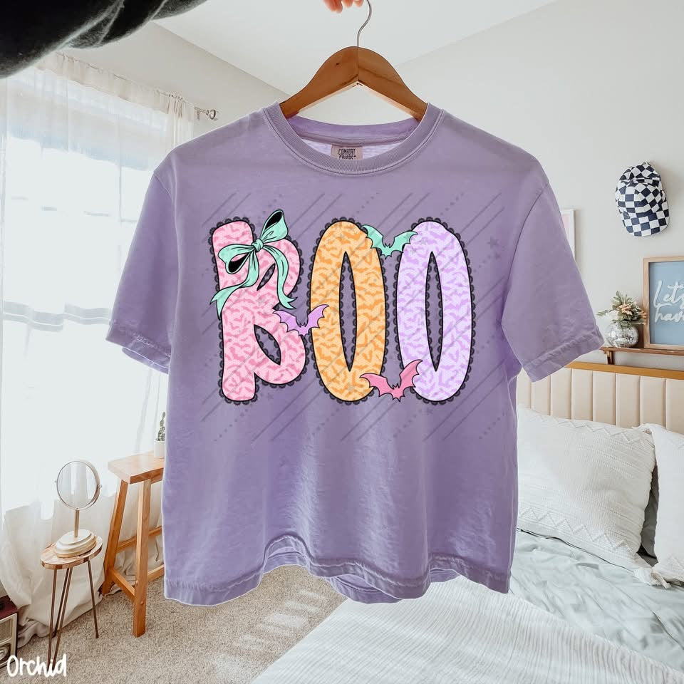 Boo with Bats and Bow with Stripes
