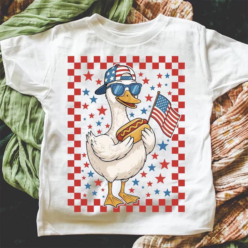 Boy Duck with Flag and Hotdog