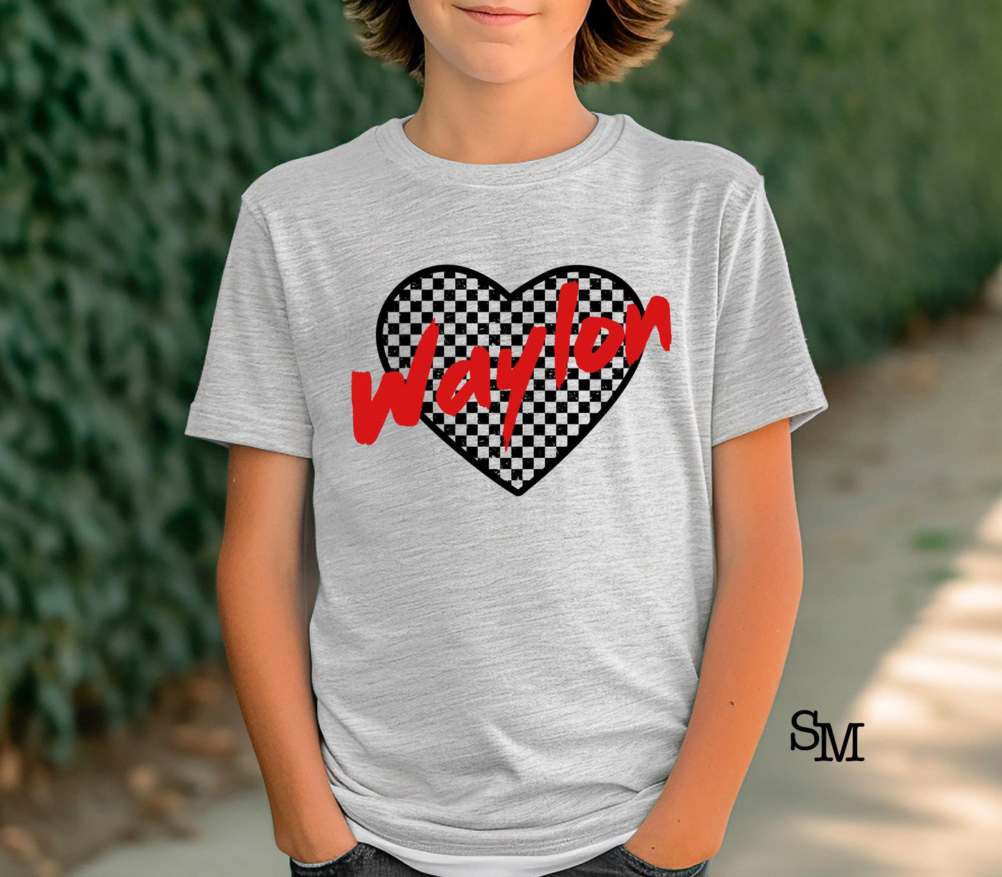 Boys Checkered Heart and Names