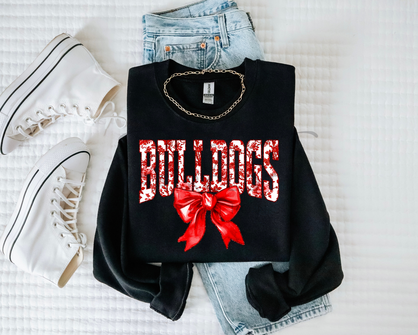 Bulldogs Red Floral with Bow