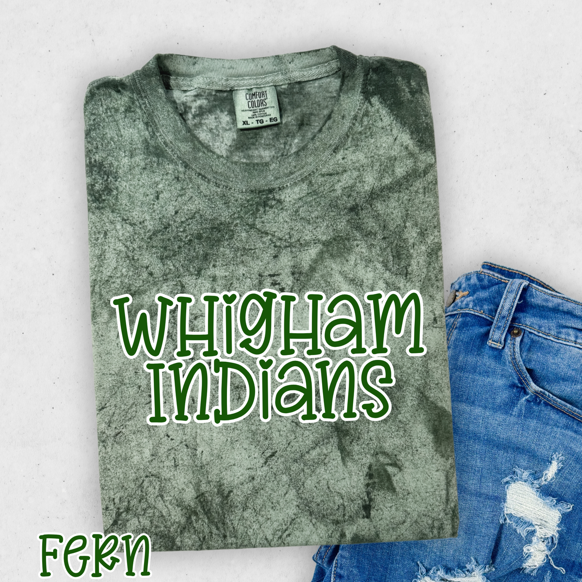 Whigham Indians Pop Name with Outline
