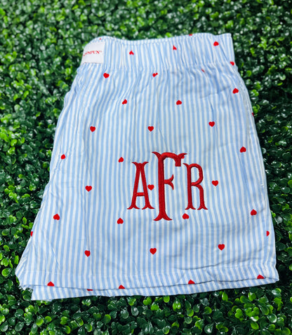 Embroidered Monogram PJ Shorts