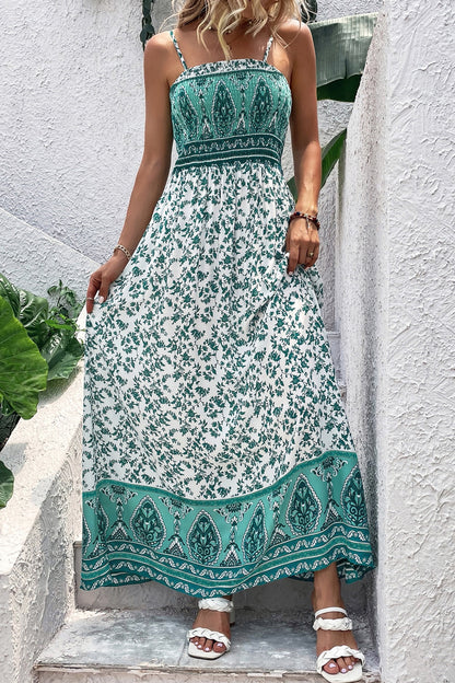 RTS Green Boho Floral Maxi Dress- XL