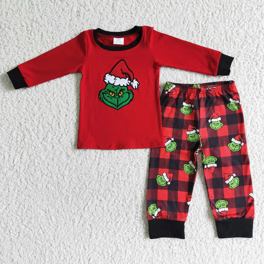 Red Plaid Grinch PJ Set