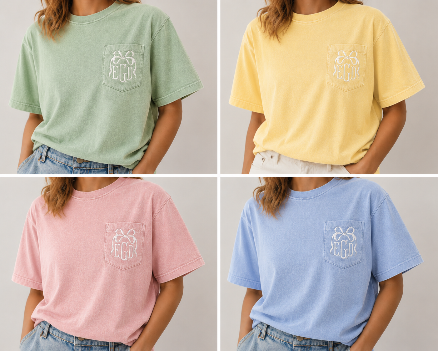 Bow Above Monogram Embroidered