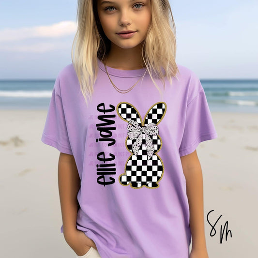 Checkered Bunny with Name