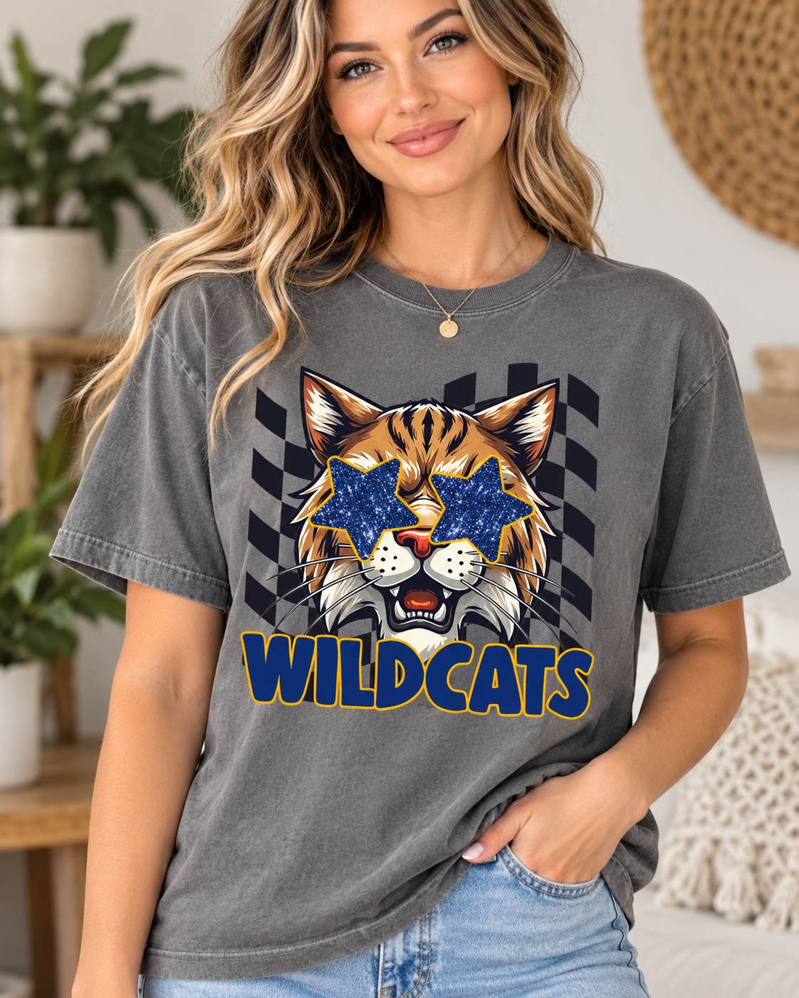 Checkered Flag Wildcats with Stars