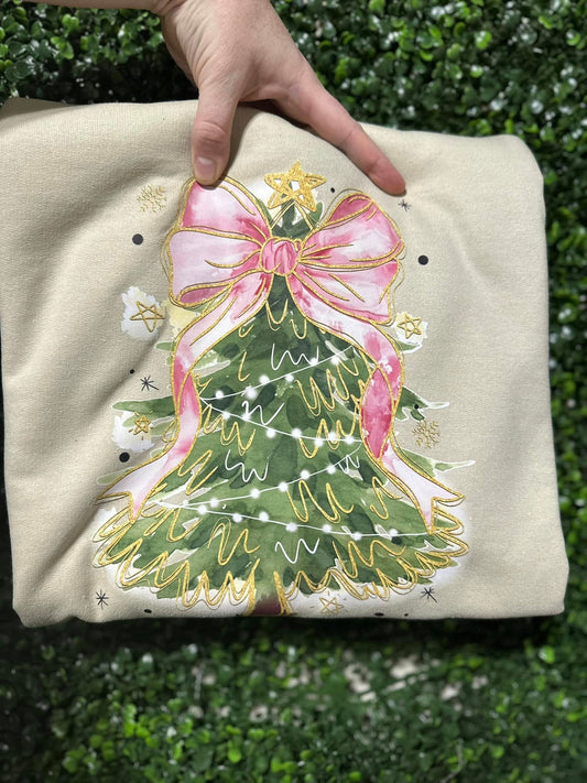 Christmas Tree Light Pink Bow