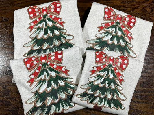 Christmas Tree Red Polka Dot Bow