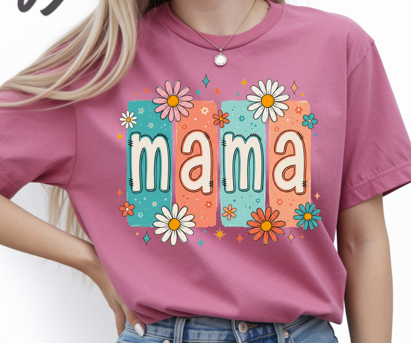 Coral and Teal Column Mama
