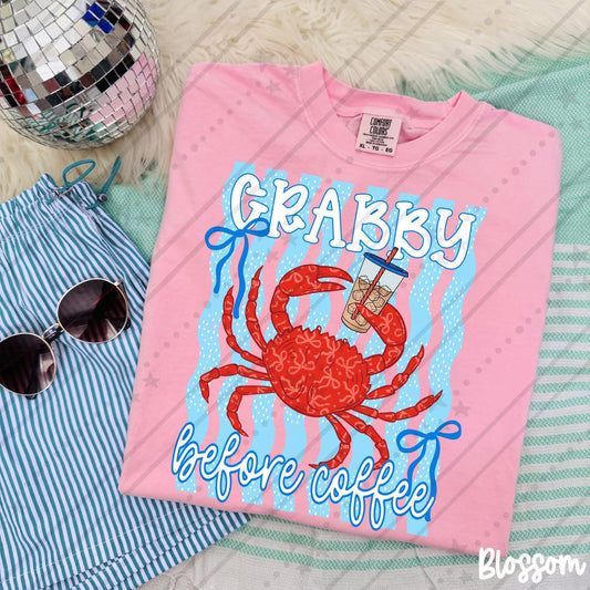 Crabby Before Coffee Blue Waves