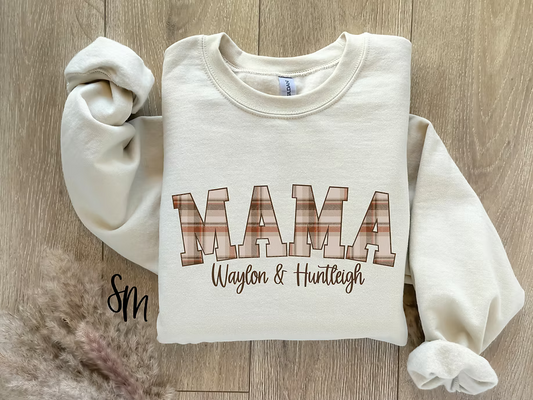 Cream Plaid Customized Mama