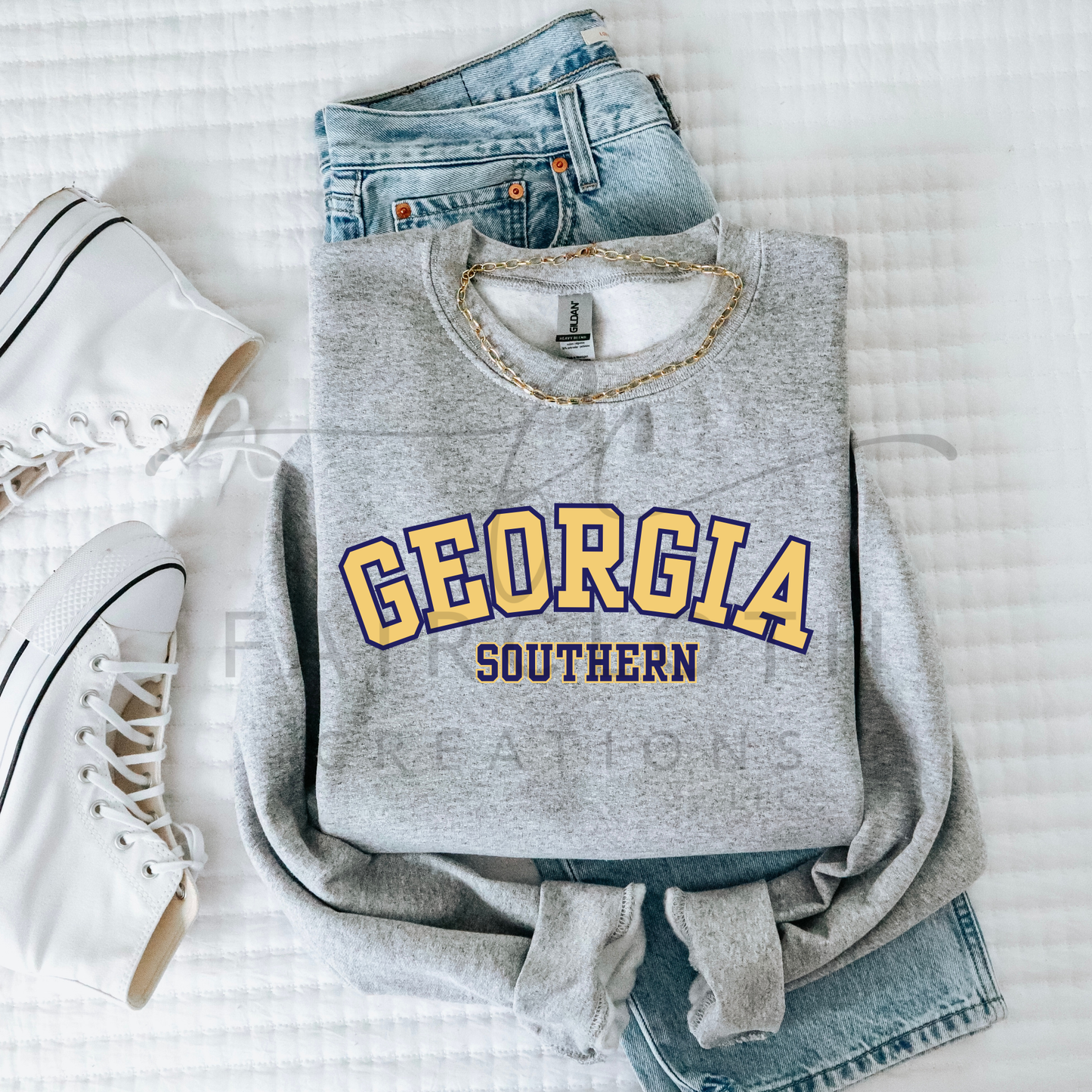 Curved- Georgia Southern- Gold with Navy Outline