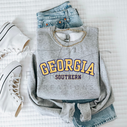 Curved- Georgia Southern- Gold with Navy Outline