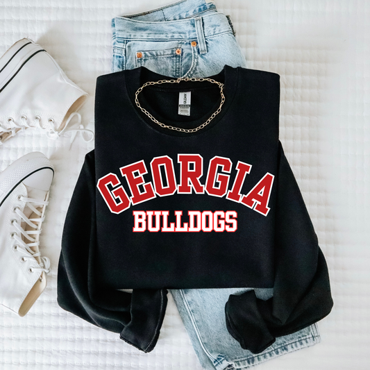 Curved- Georgia Bulldogs- Red and White