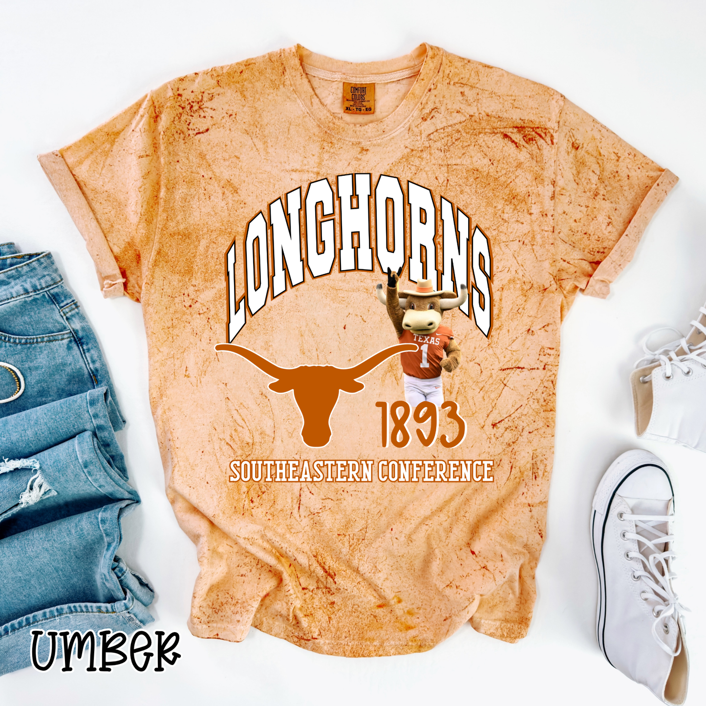 Curved Longhorns with Mascot