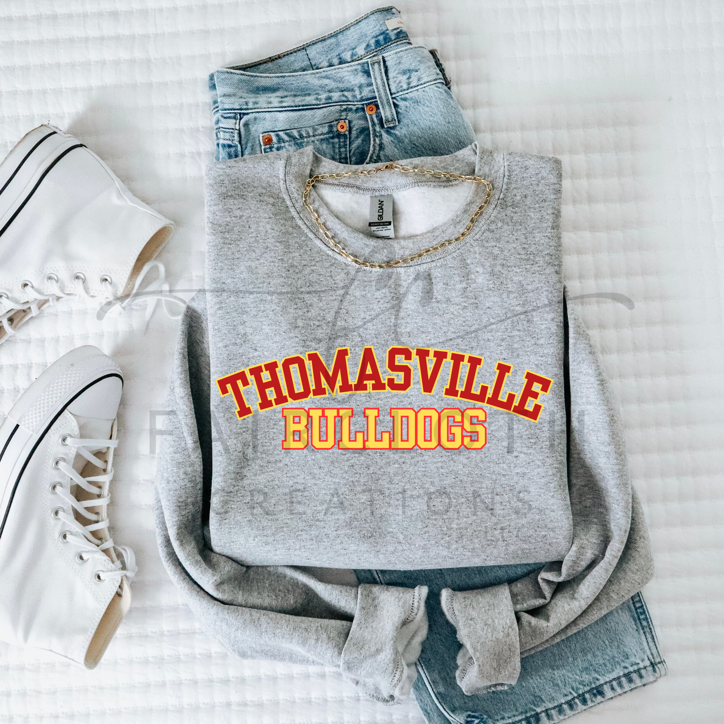 Curved- Thomasville Bulldogs- Red and Yellow
