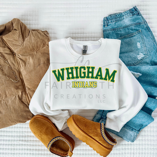 Curved- Whigham Indians- Green and Gold