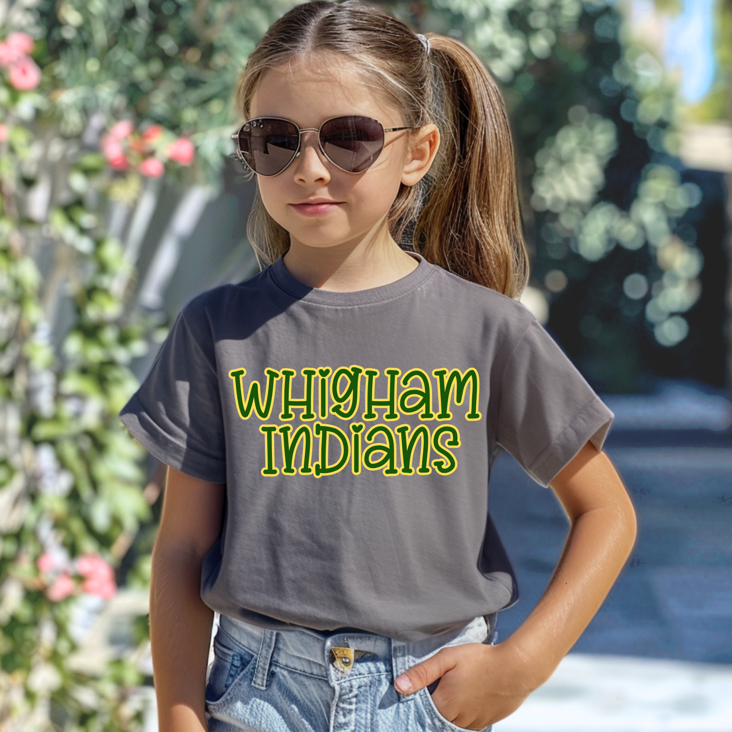 Whigham Indians Pop Name with Outline