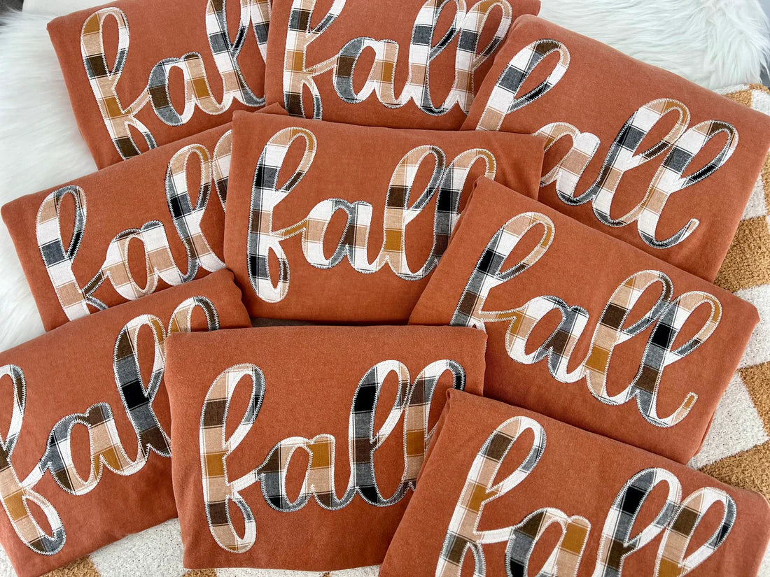 Fall Cursive Embroidered Applique