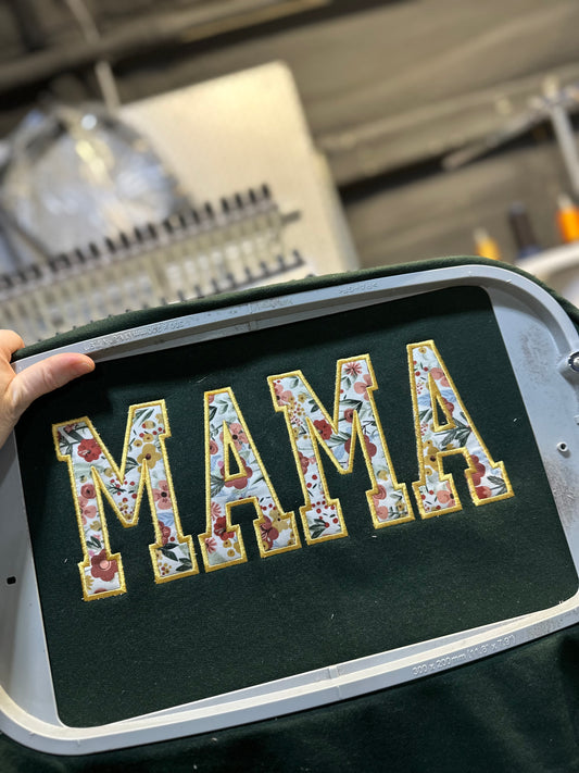 Floral Mama Appliqué- Dark Green