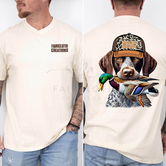 Dog Holding Mallard with FC Hat