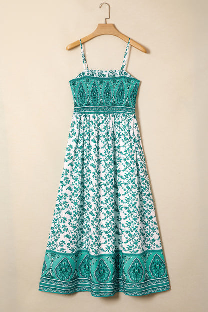 RTS Green Boho Floral Maxi Dress- XL