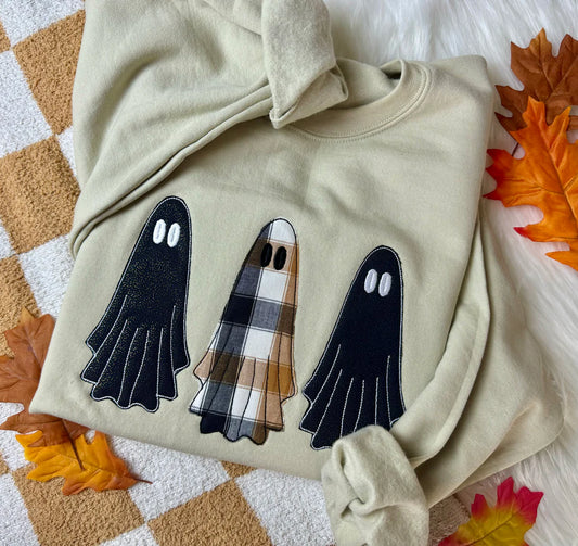 Ghost Sequin Embroidered Applique Sweatshirt