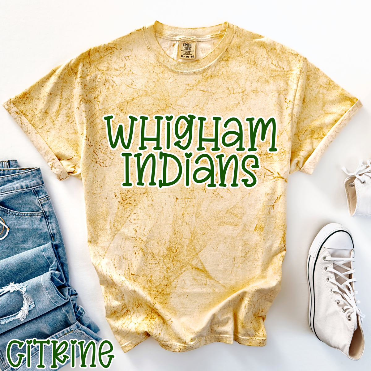 Whigham Indians Pop Name with Outline