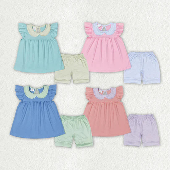 Flutter Sleeve Ruffle Tunic Shorts 2pc Set