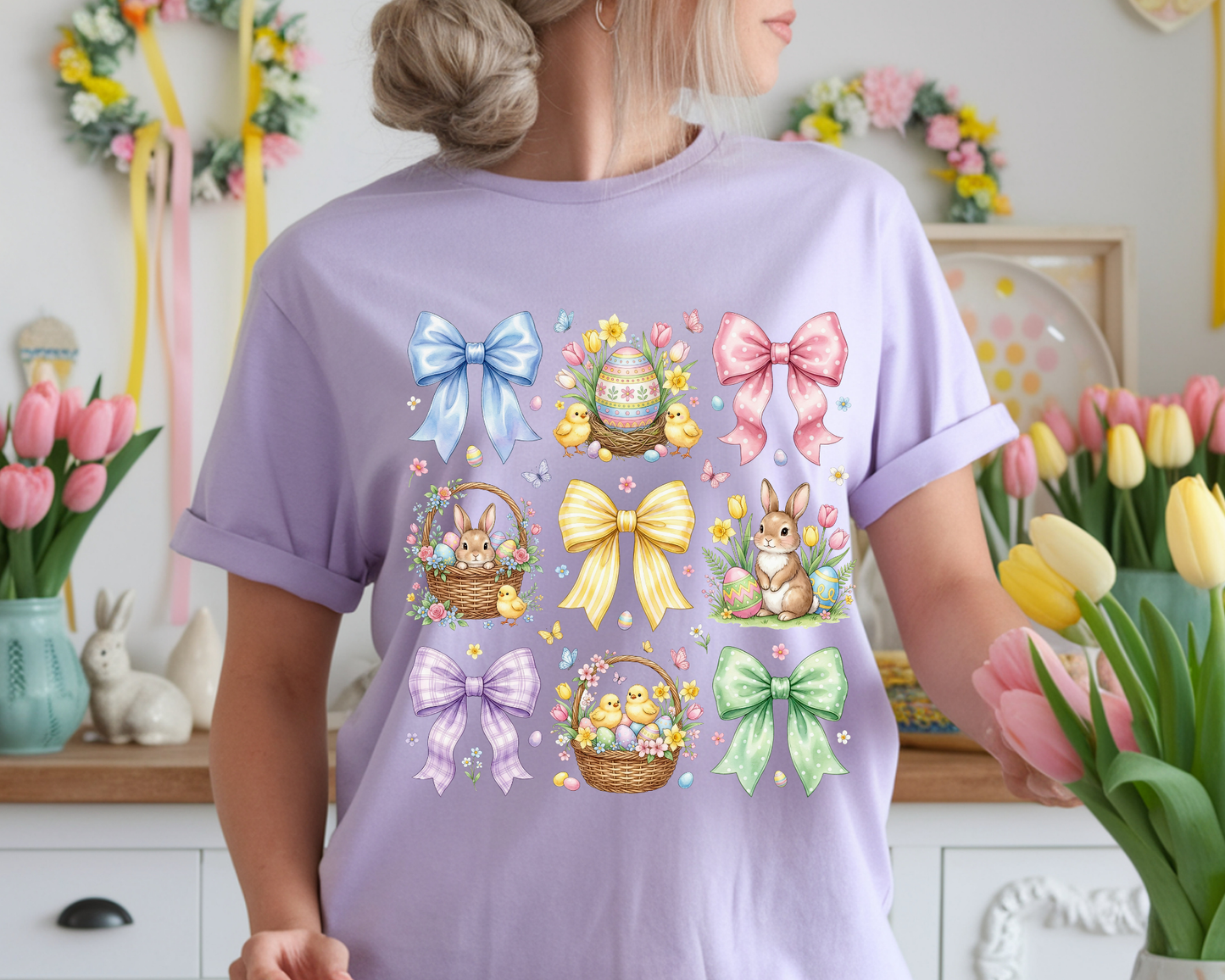 Easter Collage with Bows and Eggs