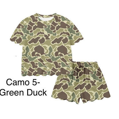 Scallop Short Sets- Camo- PREORDER- ARRIVE IN APRIL
