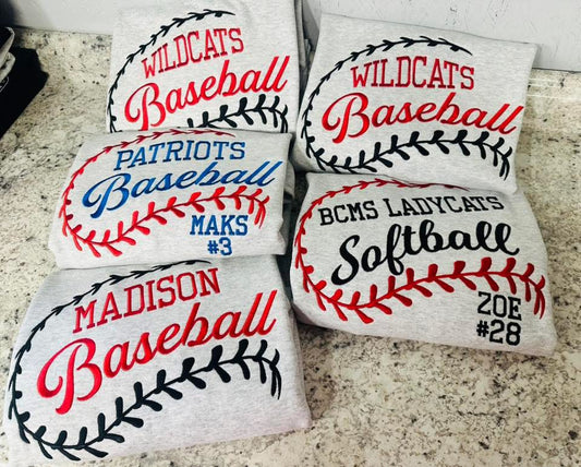 Baseball Team- Laces- Embroidered