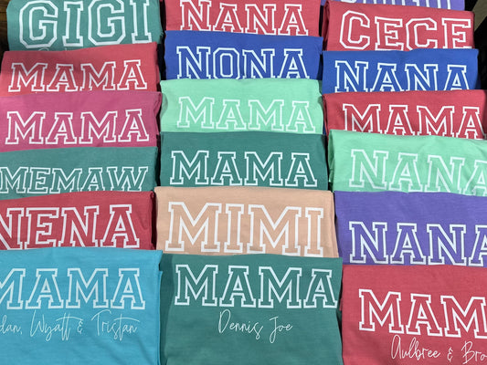 Custom Block Outline Mama/Grandma Name