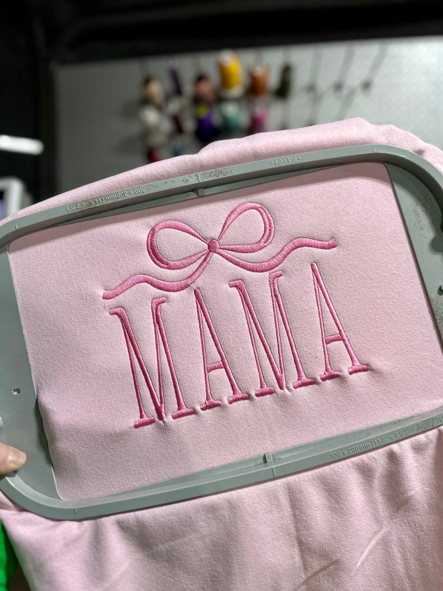 Mama Bow with Lines Embroidered