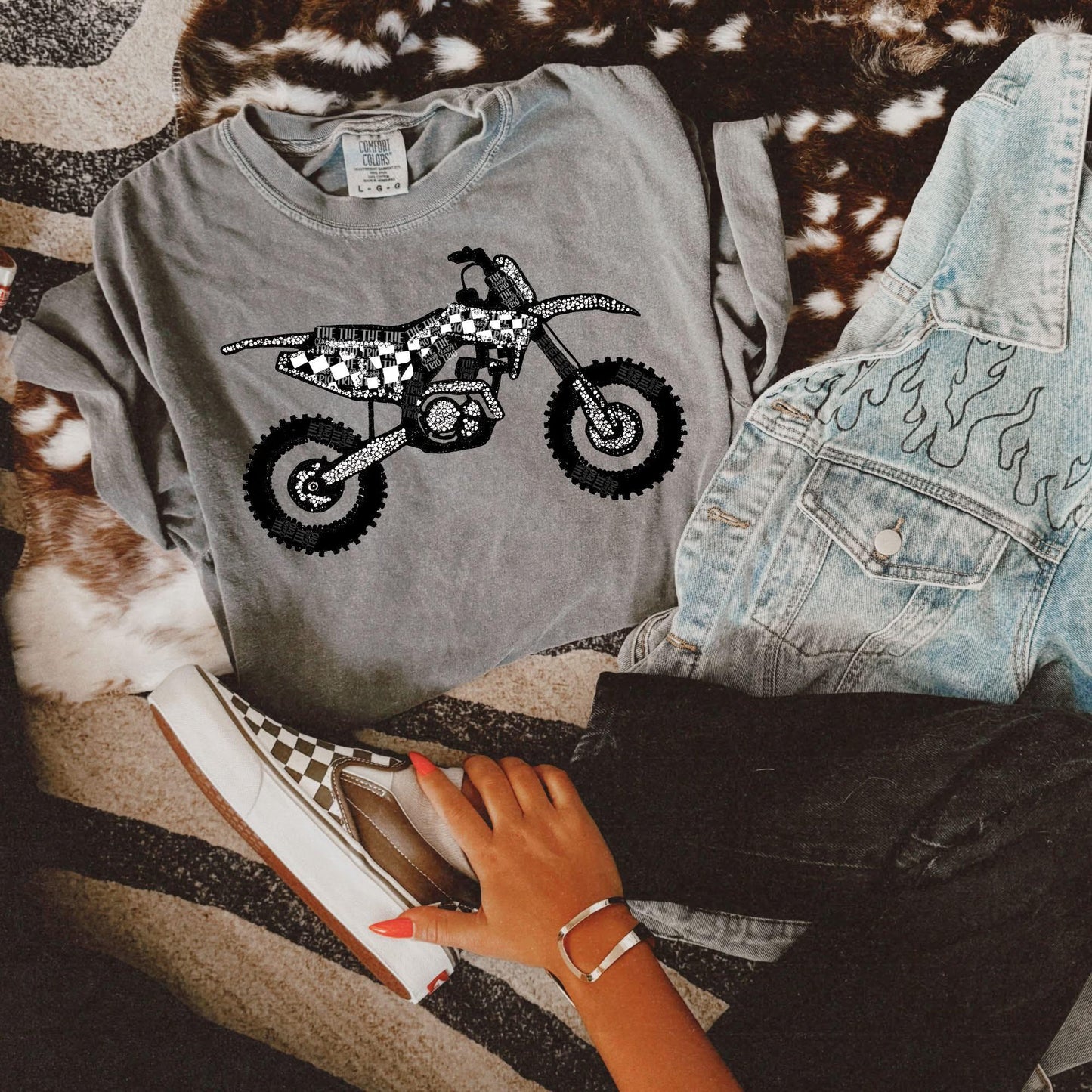 Faux Rhinestone Dirt Bike
