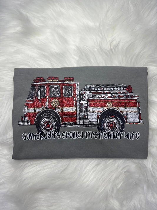 Faux Rhinestone Firefighter Wife