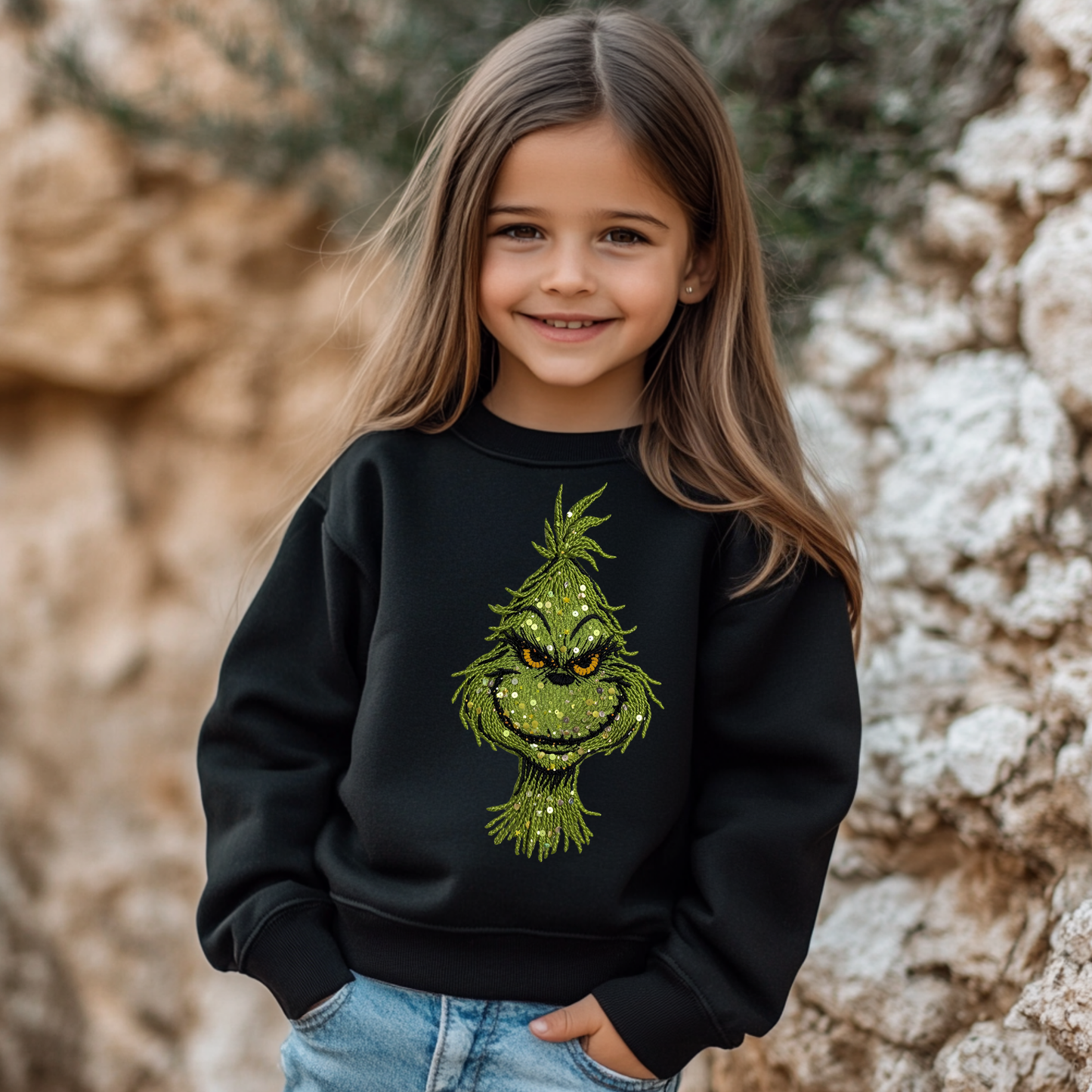 Faux Yarn Glitter Green Guy