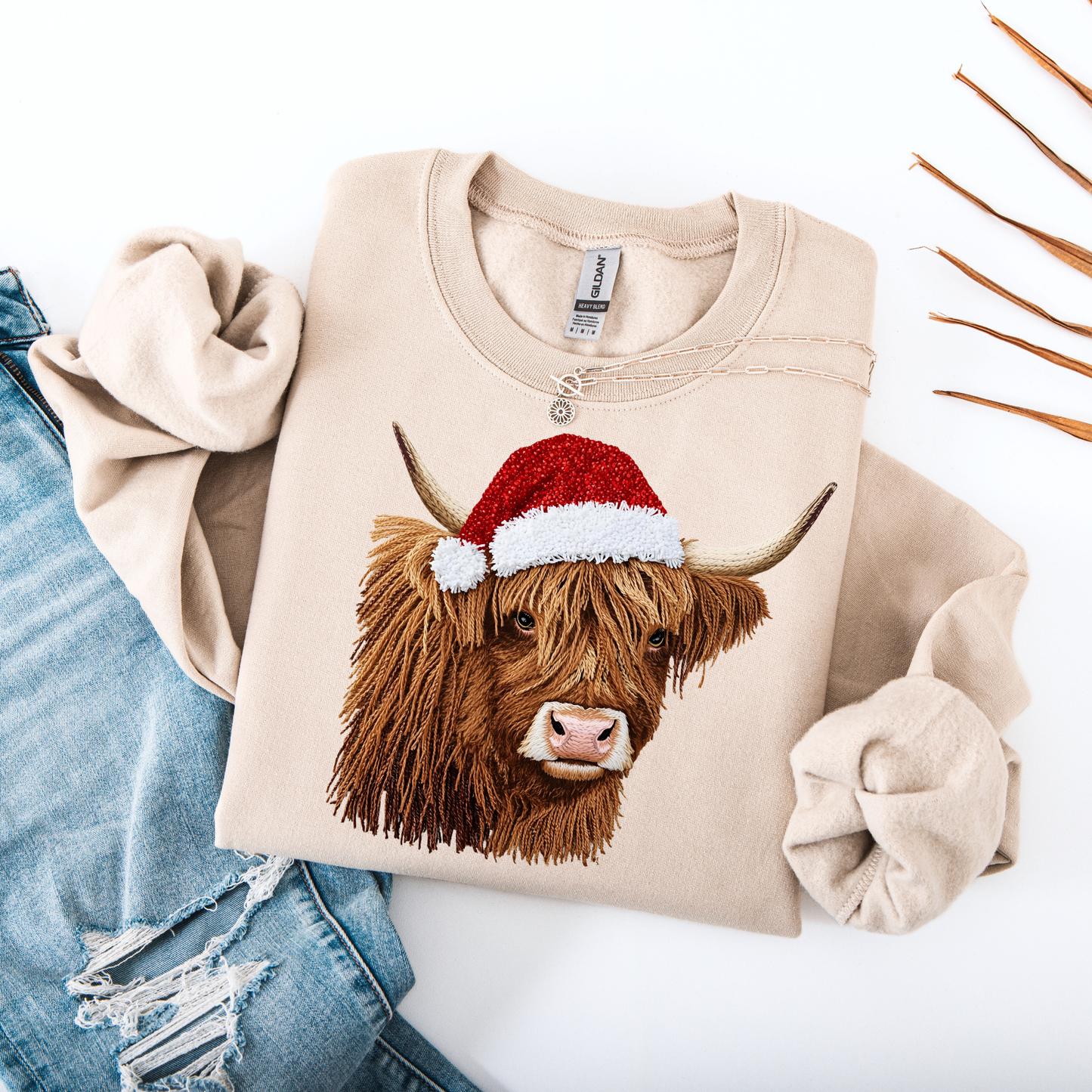 Faux Yarn Shaggy Cow Christmas