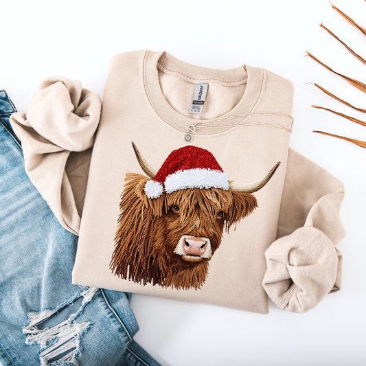 Faux Yarn Shaggy Cow Christmas