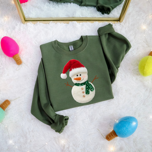 Faux Yarn with Snwoman Wearing Scarf