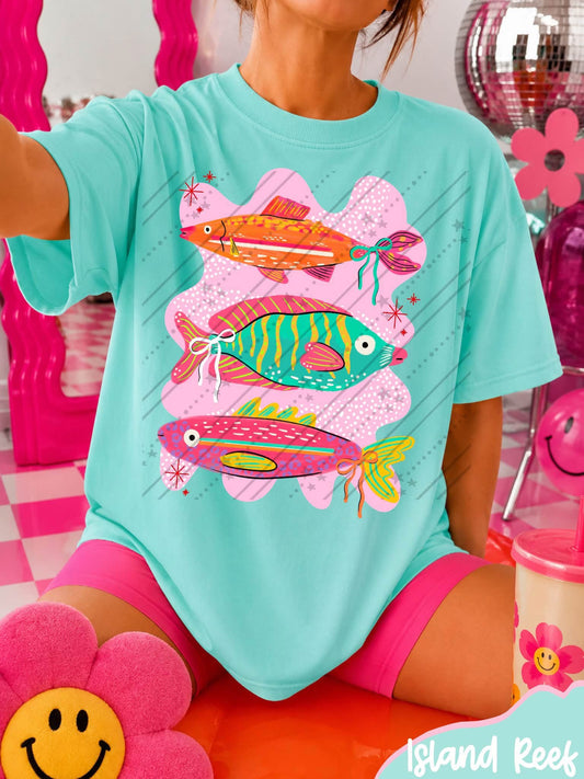 Fish Trio with Pink Background