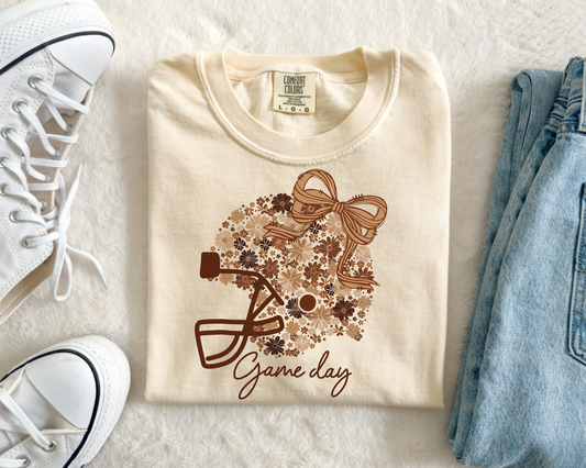 Floral Cream and Garnet Helmet