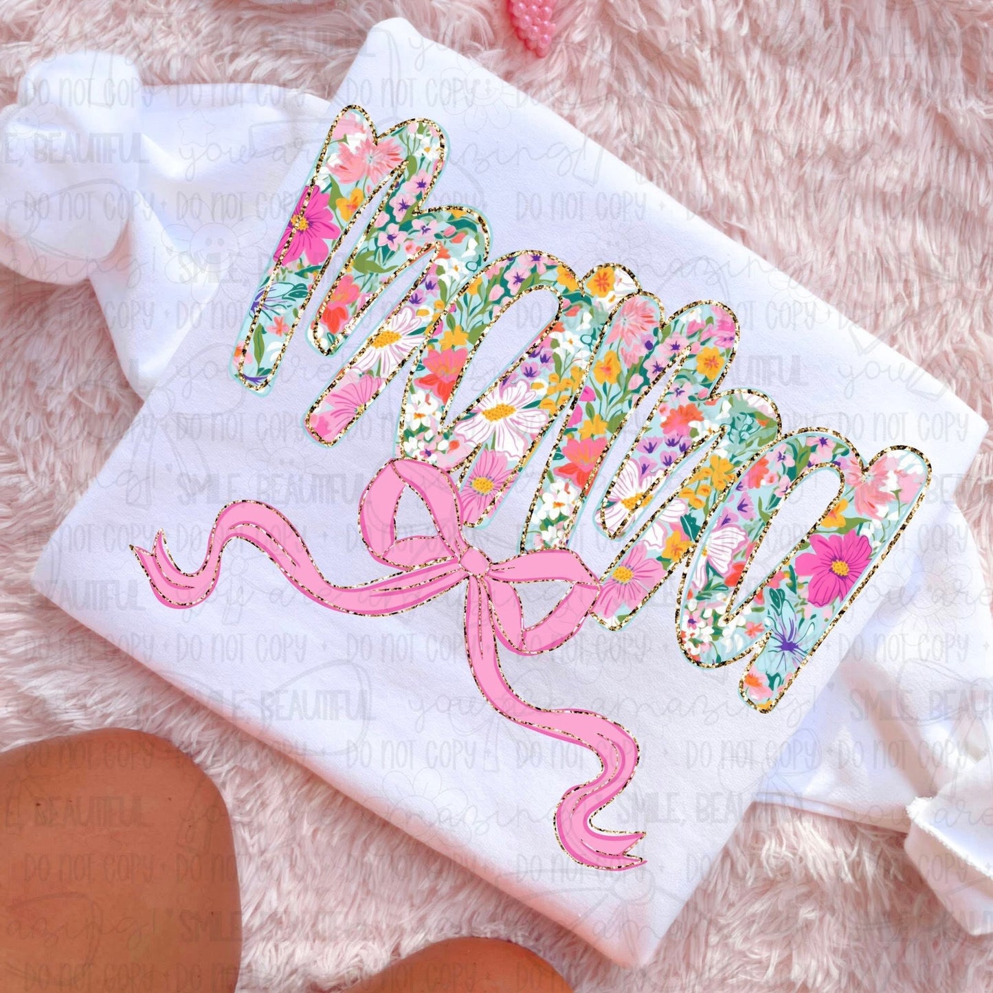 Floral Mama with Pink Bow