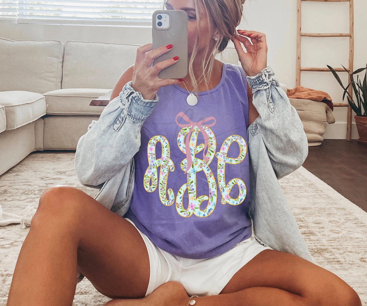 Floral Monogram with Bow