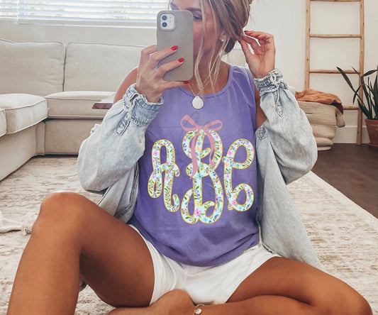 Floral Monogram with Bow