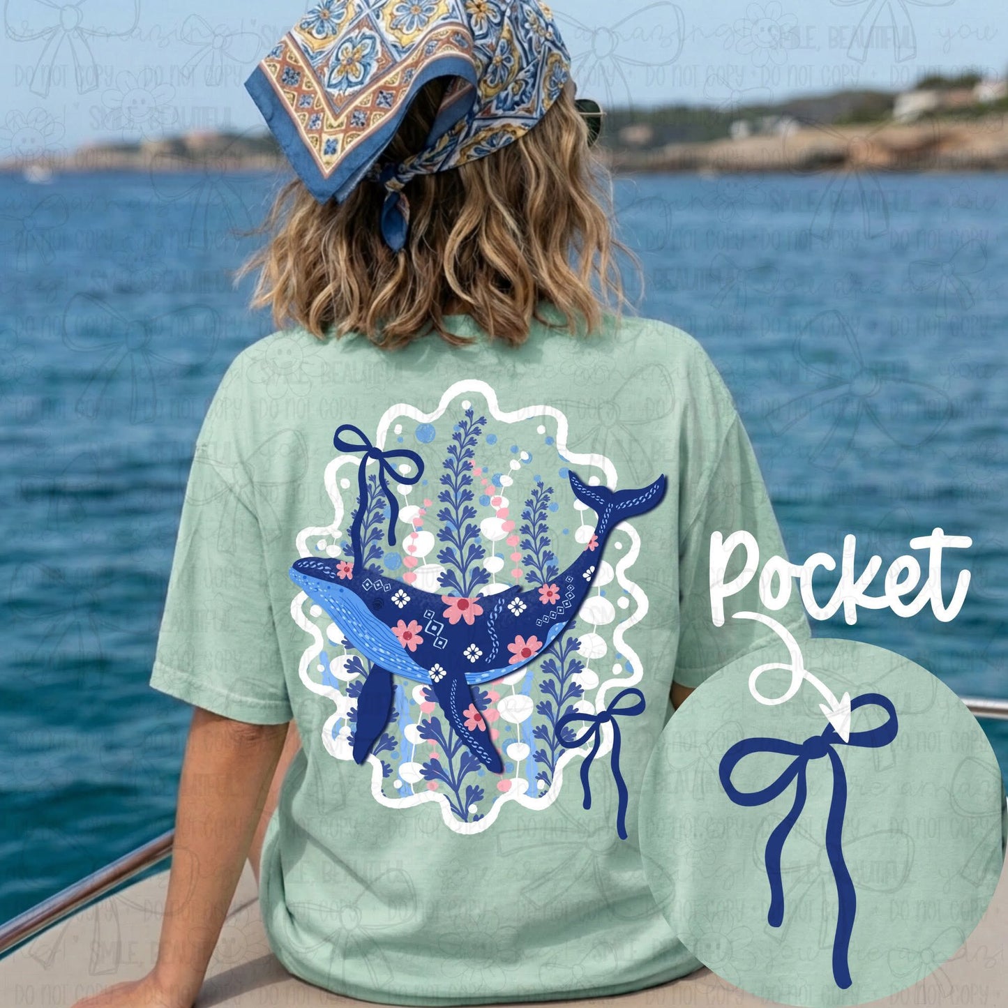Floral Whale with Bow